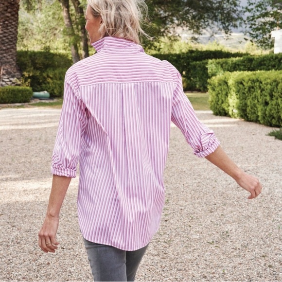 Frank & Eileen Joedy Pink and White Striped Button Down Shirt - Picture 2 of 9